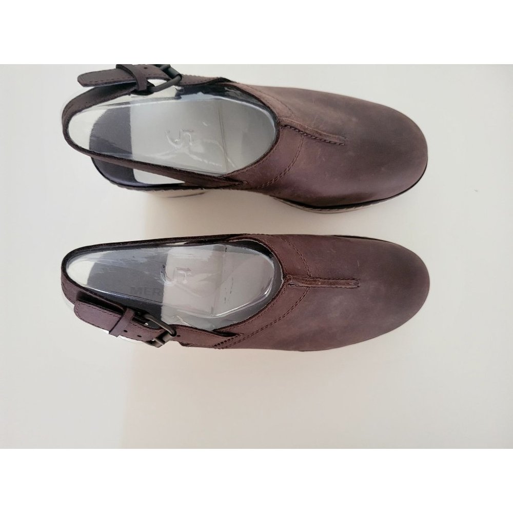 MERRELL wedge shoe Brown top Backstrap size 5.5 women, Brand New in BOx